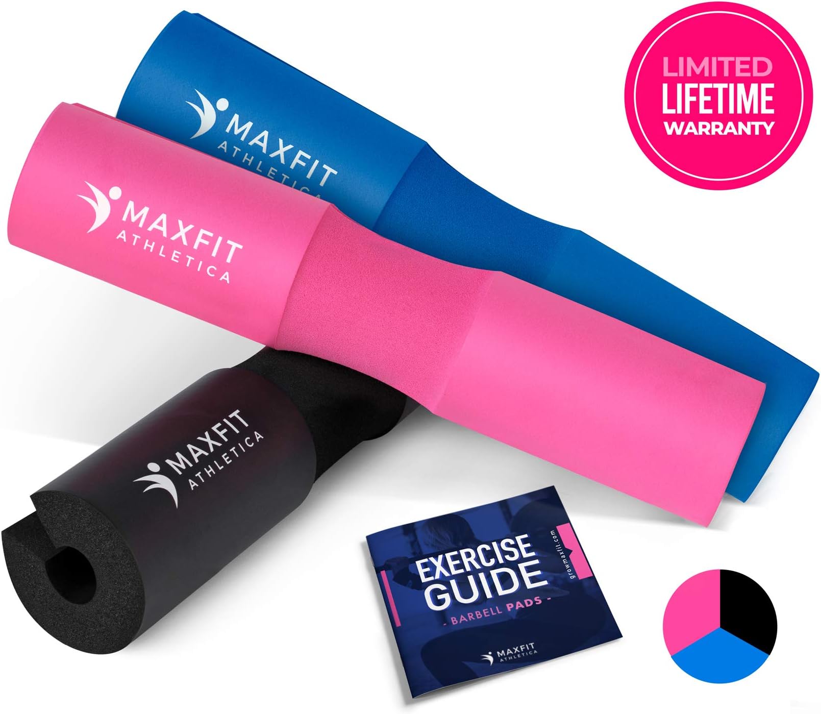 Maxfit Athletica Ultimate Barbell Squat Pad for Intense Workout Foam Sponge Neck Pads Weight Lifting Hip Thrusts & Squats - Olympic Bar Shoulder Cushion with Straps for Pain Relief & Comfort
