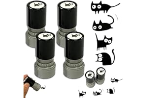 Vintage Cat Pattern Craft Stamp, 4 Retro Kitten Stamp Set, Cute Black Cat Stamp, Reusable Pet Cartoon Craft Stamps, for Scrap