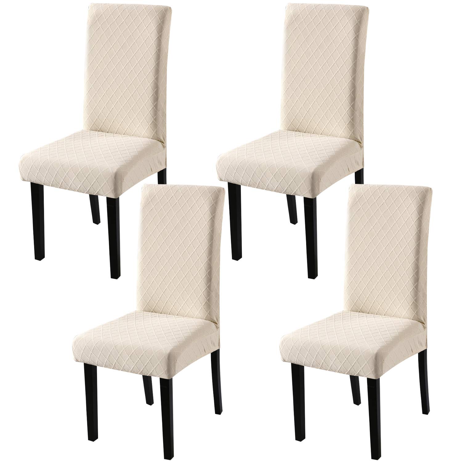 YISUN Dining Chair Covers, Chair Seat Covers Set of 4, Stretch Removable Washable Kitchen Chair Covers, Chair Slipcover for Hotel, Dining Room, Ceremony, Banquet Wedding Party