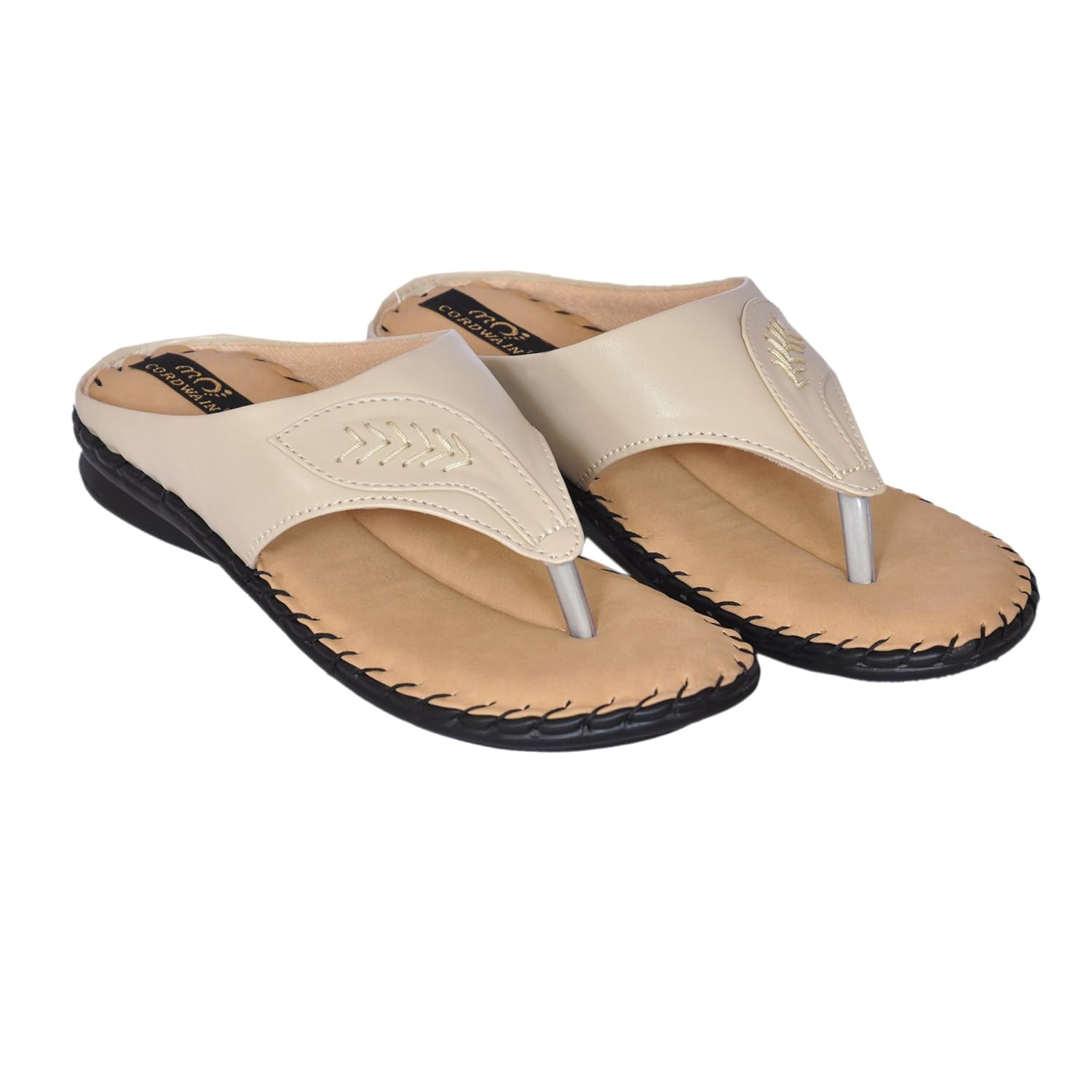 cordwain 043 women's synthetic slippers | ladies slippers | beige soft bottom slippers | doctor sole | casual slippers |