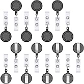 Retractable Id Name Badge Holder, Reel Clip Retractable 15 Pack, Black