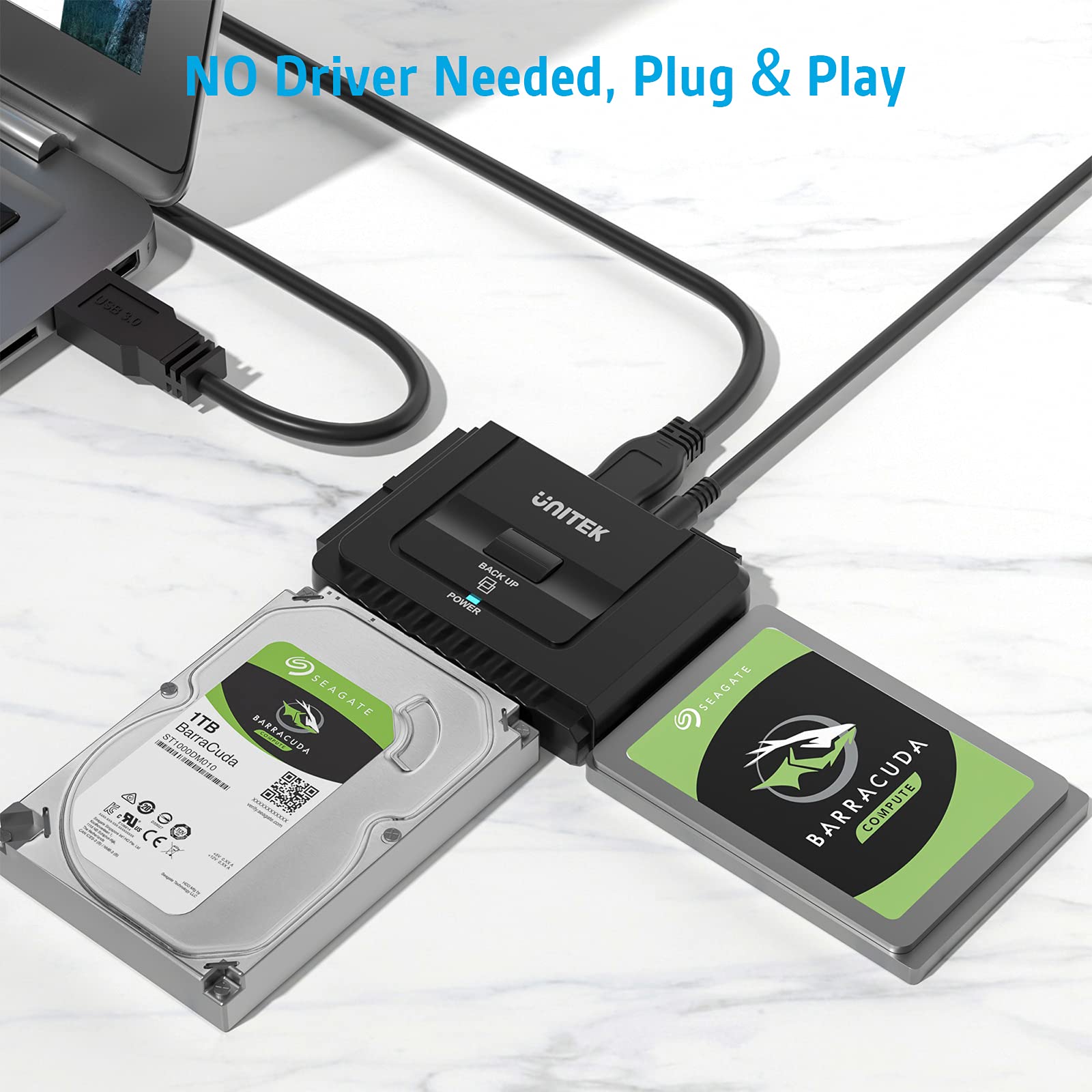 UNITEK USB 3.0 zu IDE SATA Konverter Externer Festplattenadapter für 2.5/3.5 Zoll HDD SSD Festplatten Unterstützung OTB mit Externe DC 12V 2A 6