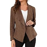 Allegra K Women Faux Suede Jacket Lapel Draped Open Front Cardigan Casual Trendy Suede Blazer