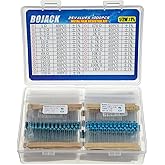 BOJACK 1000 Pcs 25 Values Resistor Kit 1 Ohm-1M Ohm with 1% 1/2W Metal Film Resistors Assortment