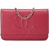 WHAT GOES AROUND COMES AROUND Women's Pre-Loved Chanel Red Caviar Timeless CC Wallet On Chain, Red, One Size