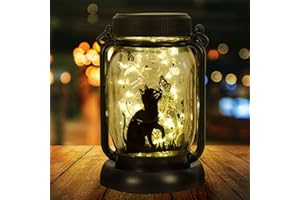 Kyoryuger Cat Solar Lanterns 3in1 Cat Solar Lights Outdoor Cat Gifts for Women Men Cat Lovers Gifts Hanging Cat Lanterns with Stake for Yard Lawn Garden Decor Waterproof Cat and Butterfly Lantern
