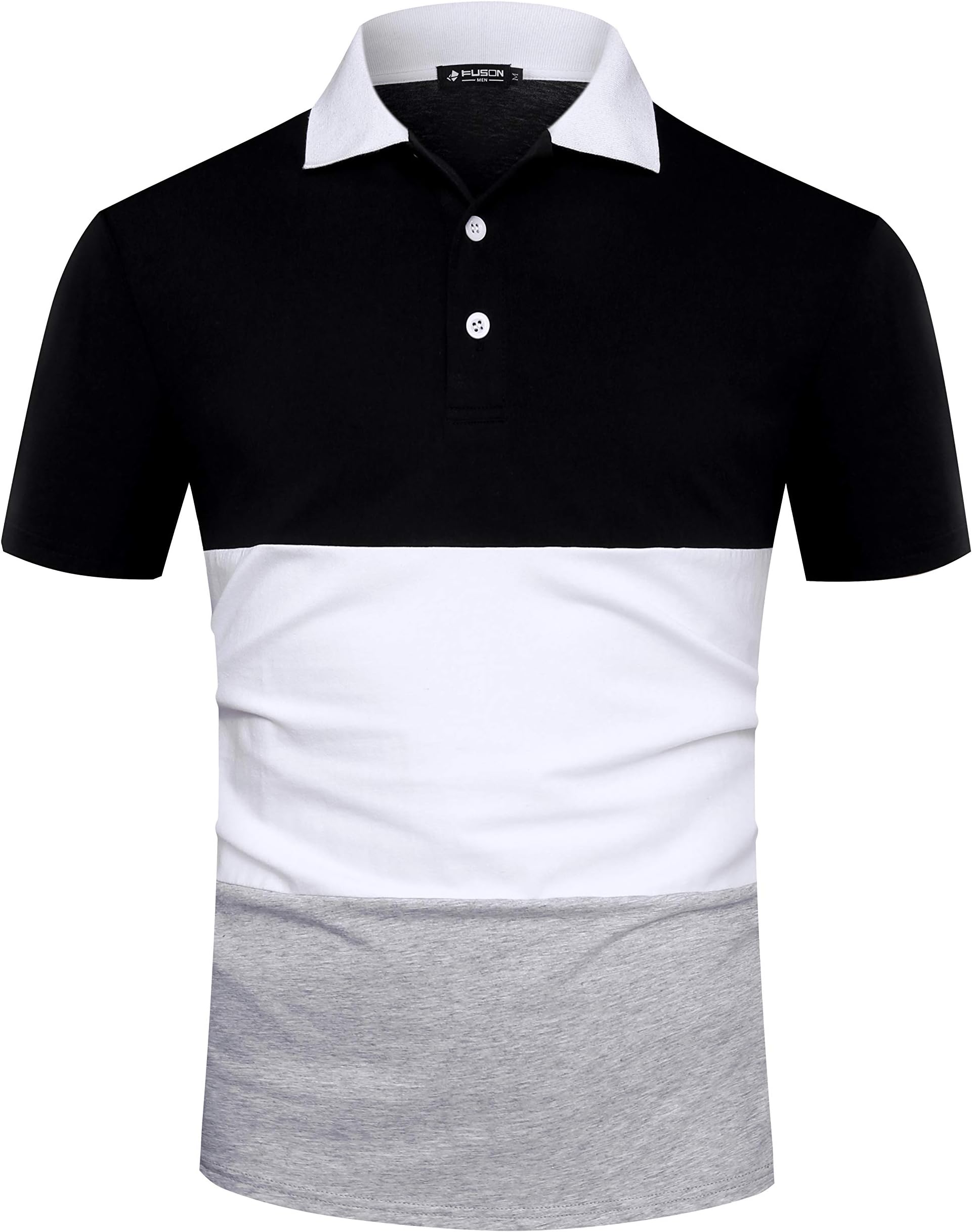 Short Sleeve Polo Shirts Casual Cotton Modern Fit Color Block Rugby Polo T-Shirts Tops
