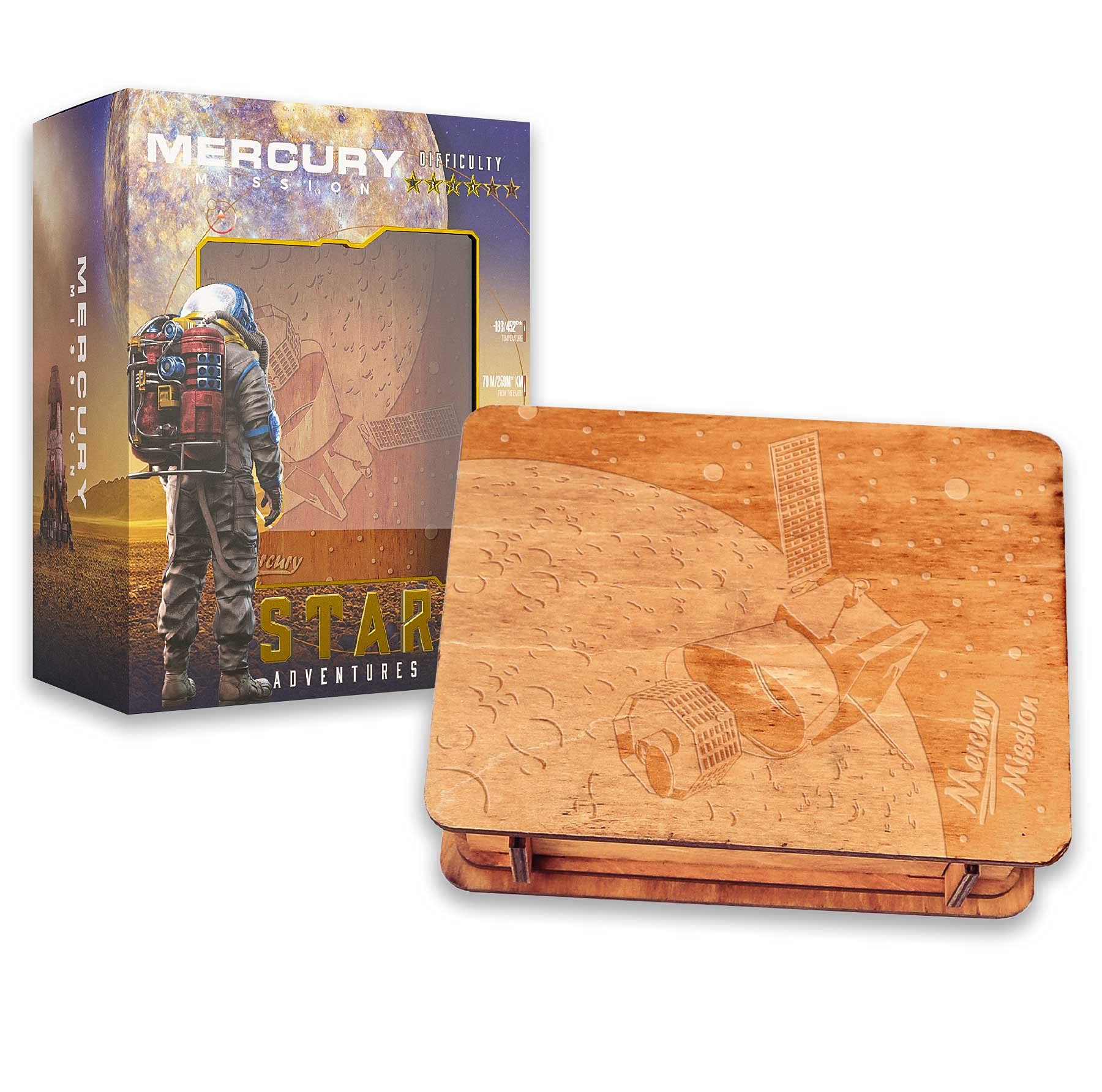 Logica Puzzles Art. Mercury - Wooden Puzzle - Secret Box - Difficulty 4/6 Extreme - Star Adventures Series