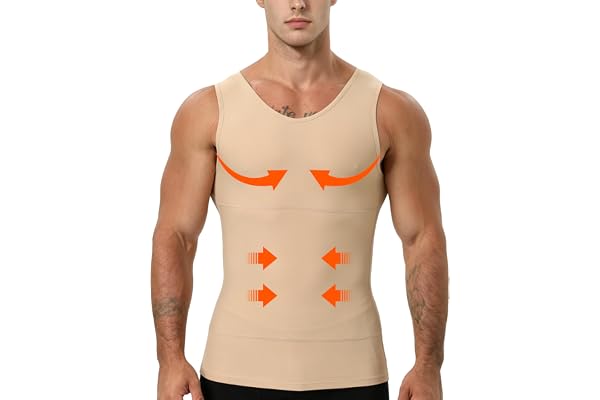 Compression Shirt Mens Tank Top,Gynecomastia Undershirt Body Shaper Tummy Control,Men Shapewear V Neck Slimming Vest
