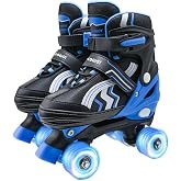 SMOOJOY Kids Roller Skates for Boys and Girls Adjustable Skate with All Light up Wheels Ages 5-8 and 8-12 for Beginner in Outdoor Indoor Sports.