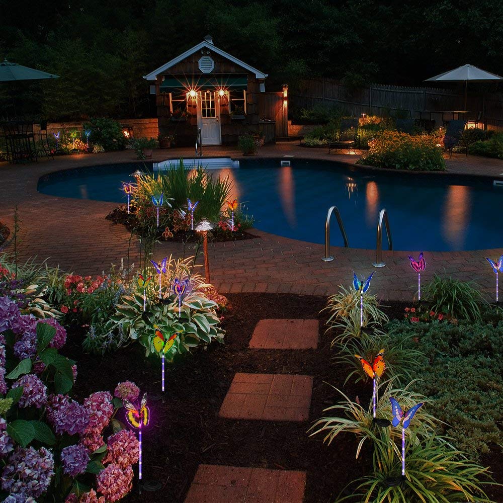 Solarmks Solar Lights Outdoor Garden Decorative Light,with a Purple LED Light Stakes Multi-Colored Changing Fiber Optic Butterfly LED Lighting for Garden Patio Backyard,Pack of 3