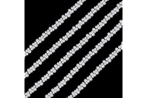 letsinstyle 1 Yards Pearl Beaded Trim, 0.59 Inch Artificial Pearl Edge Ribbon, White Beads String Strips Trim for Sewing Wedd