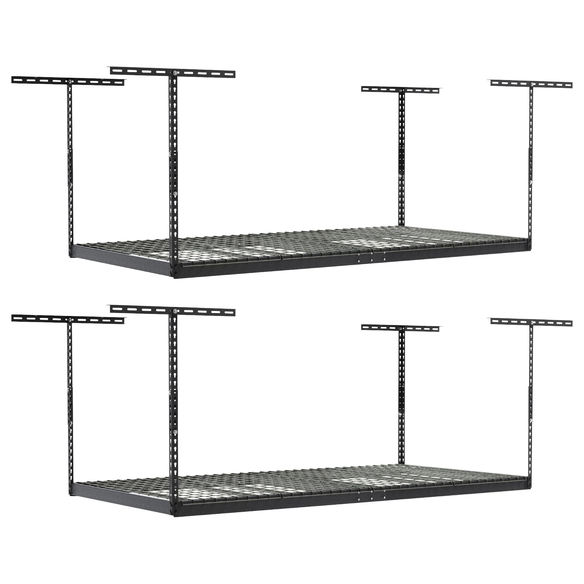 SafeRacks Overhead Storage Rack, Heavy Duty 600 lb Capacity, Adjustable Garage Ceiling Mount Hammertone 24"-45" 2 Pack Image