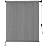 SEEYE Outdoor Sunshade Roller Shades 48" W x 72" H, Cordless Roll Up Shade Blinds Privacy Screen with 90% UV Protection, Exterior Patio Shade Cloth for Porch Pergola Balcony Windows, Dark Grey