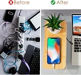 CRROEL Cable Tidy Box Set 2 Bamboo Lid Cord Management Power Strip Organizer view 5