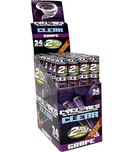 Cyclones Flavoured Pre Rolled Cones Clear - Clear Tube X 24 (PURPLE UNKNOWN
