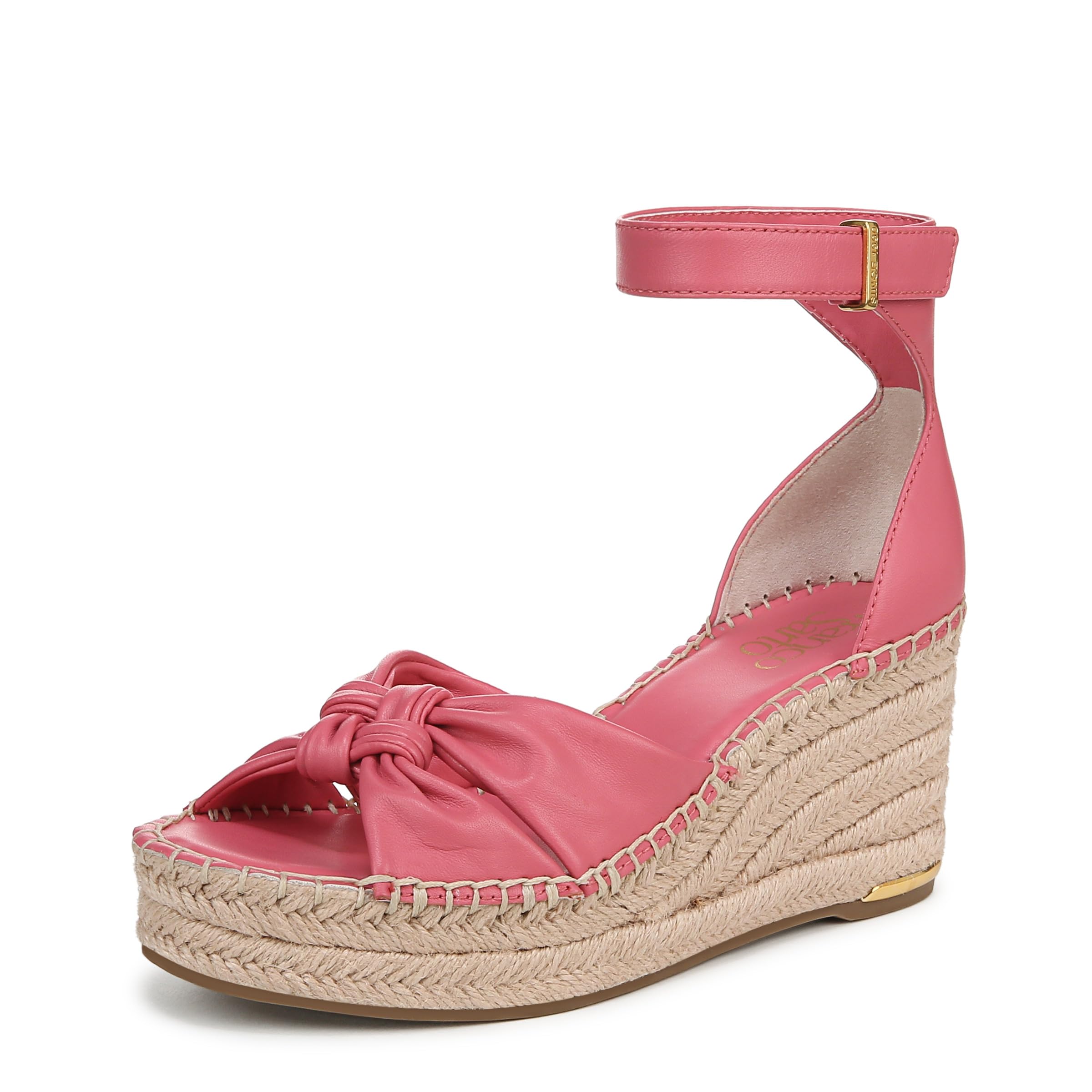 Franco Sarto Womens Clementine Espadrille Wedge Sandal Strawberry Pink Leather 6.5 W
