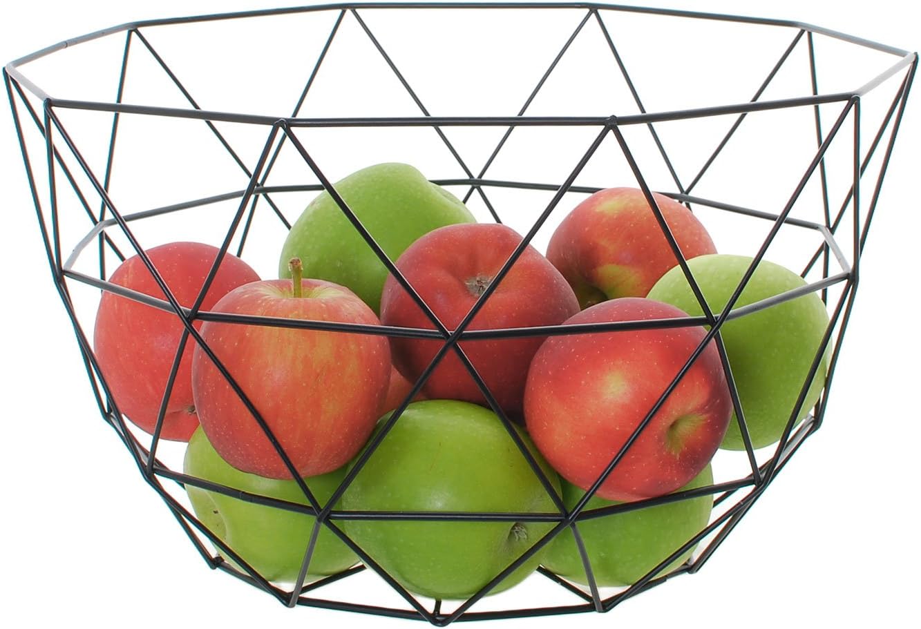 Black Geometric Metal Wire Decorative Storage Display Basket Fruit Bowl Amazon Co Uk Kitchen Home