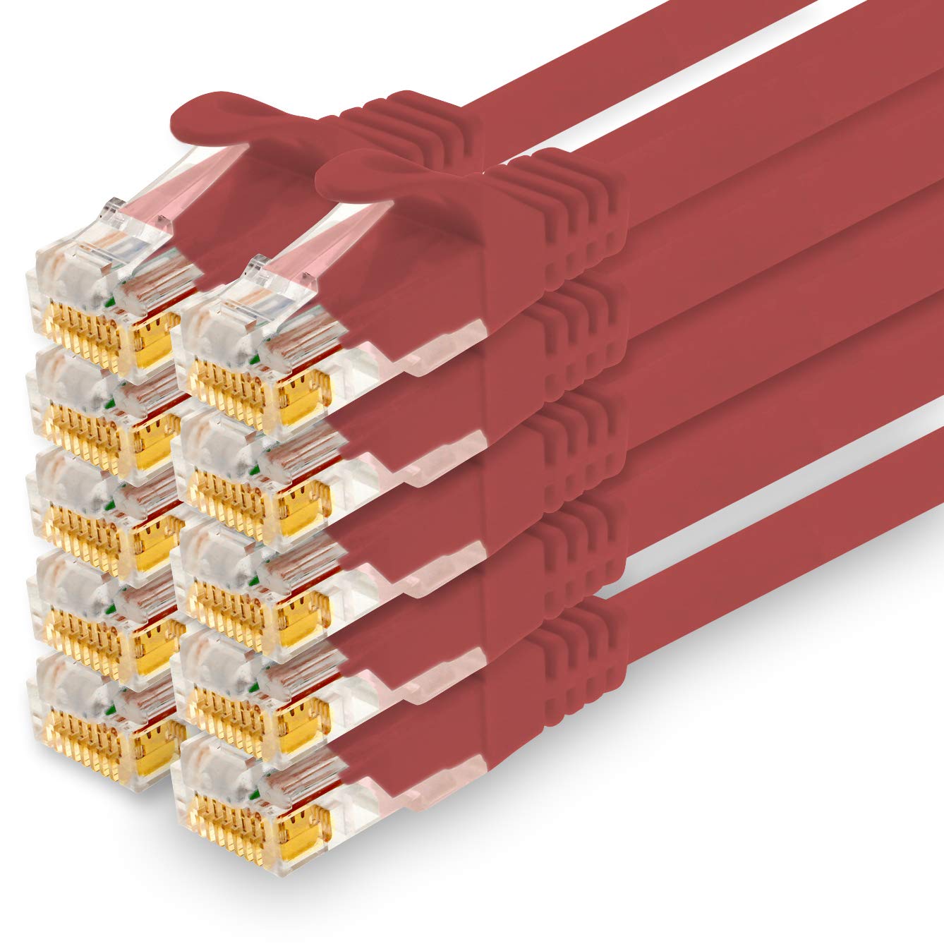1CONN - 3.0m network cable, Ethernet, Lan & patch cable for maximum internet speed & connects all devices with RJ 45 socket red - 10 pieces