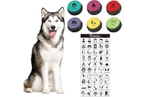 BOSKEY Set of 6 Dog Buttons, Dog Communication Button, Dog Talking Button, Recordable Button, Dog Touch Button, 50 Training Stickers to Teach Your Dog to Talk!(6 Pack)