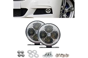 Jawmoy 2 PCS Car Daytime Running Lights, Round LED Driving Lights, Night 4 Light Source Led Car Lights, for Car Tractor Truck Motorcycle Boat ATV (Black)