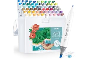 Ohuhu Alcohol Markers Double Tipped Slim Broad and Fine Art Marker for Artists Adult Coloring Drawing Landscape Sketch - 60 Colors Kaala Markers Refillable Art Pen Gift