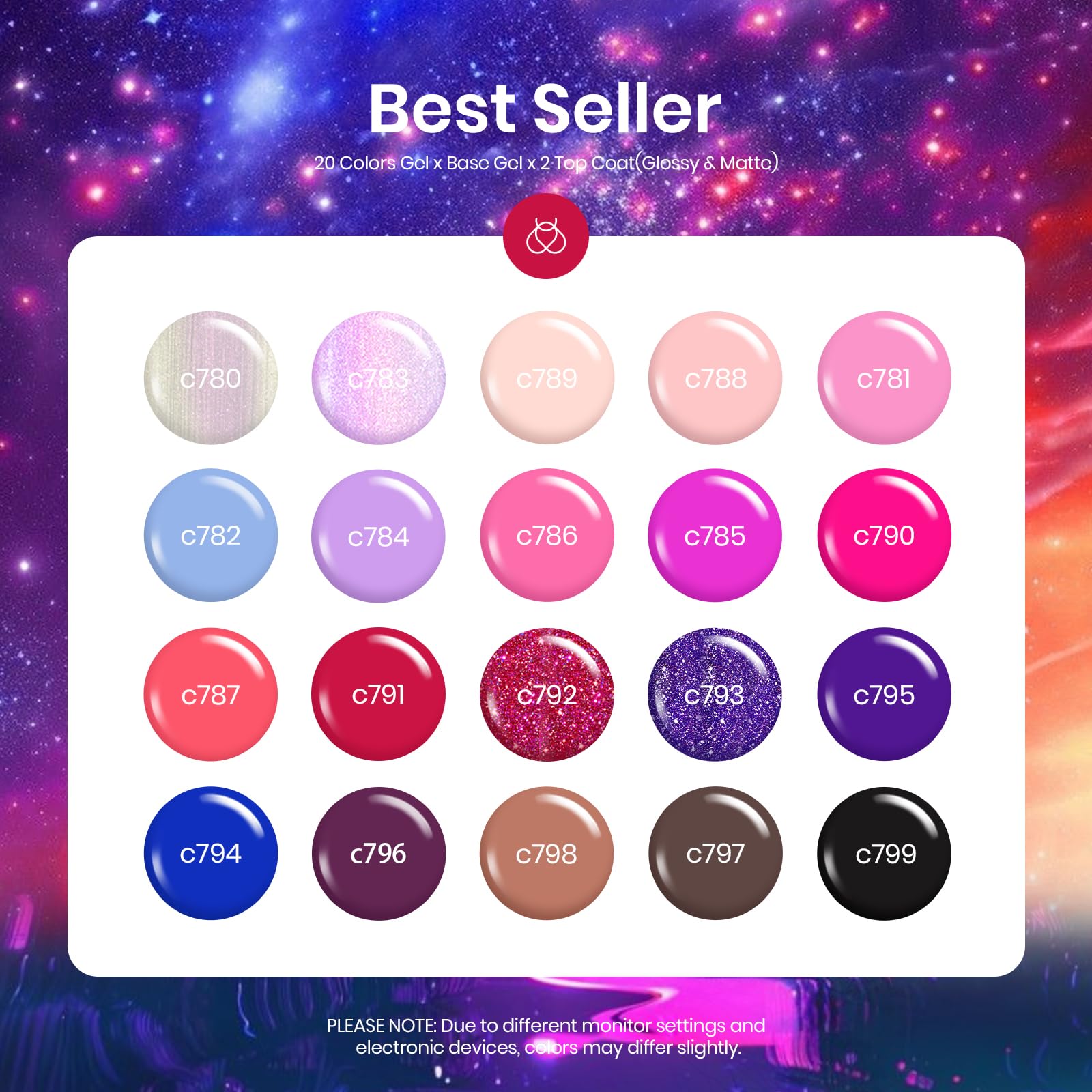 Beetles Pink Gel Nail Polish, 20 Colors Sweet Pink Red Nude Blue Purple Glitter Gel Polish Romance Rebellion with Base & Top Coat, Soak off Uv LED Cured Nail Art Design Salon Home Gift for Women - Image 2