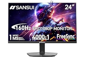 SANSUI 24 Inch Gaming Monitor 160Hz FHD 1080P Computer Monitor, FreeSync 1ms 4000:1 Contrast, HDMI DP Ports VESA Support Eye Care Monitor for Gaming Office (HDMI Cable Included ES-G24F4M)