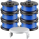 Kousika 7Pack .065" String Pre-Wound Spool Compatible with Hart Auto-Feed String Trimmer Cordless Trimmers and Cover Cap Replacement Part (6 Spools, 1 Cap)