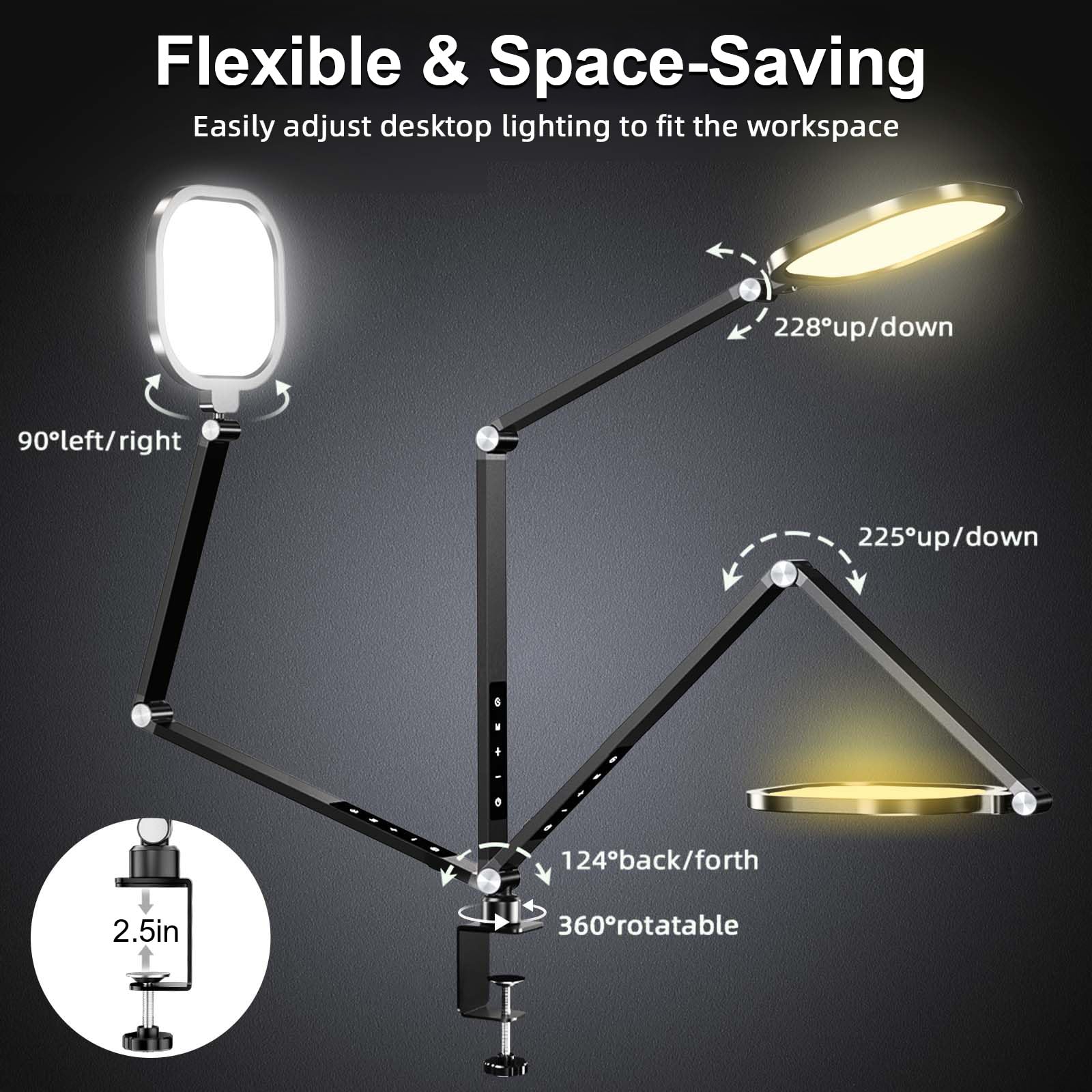 LitONES Video Conference Lighting for Computer, Dimmable Light for Video Recording, Meeting, Laptop & Webcam, 15W Ring Light for Desk with C- Clamp, Swing Arm, Remote, Memory & Timer CRI >95