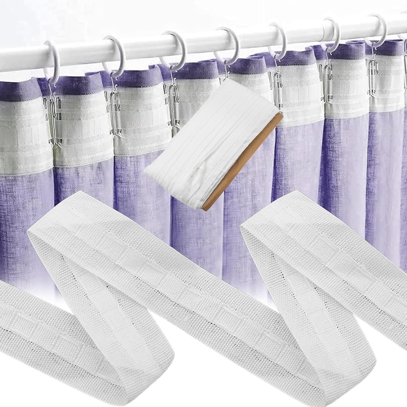 Onero Pencil Pleat Curtain Header Tape, 3 cm x 30 m, Pinch Pleat tape for Curtains, Curtain Accessories Heading Tape, for Window Curtain, Door Curtain and Shower Curtain