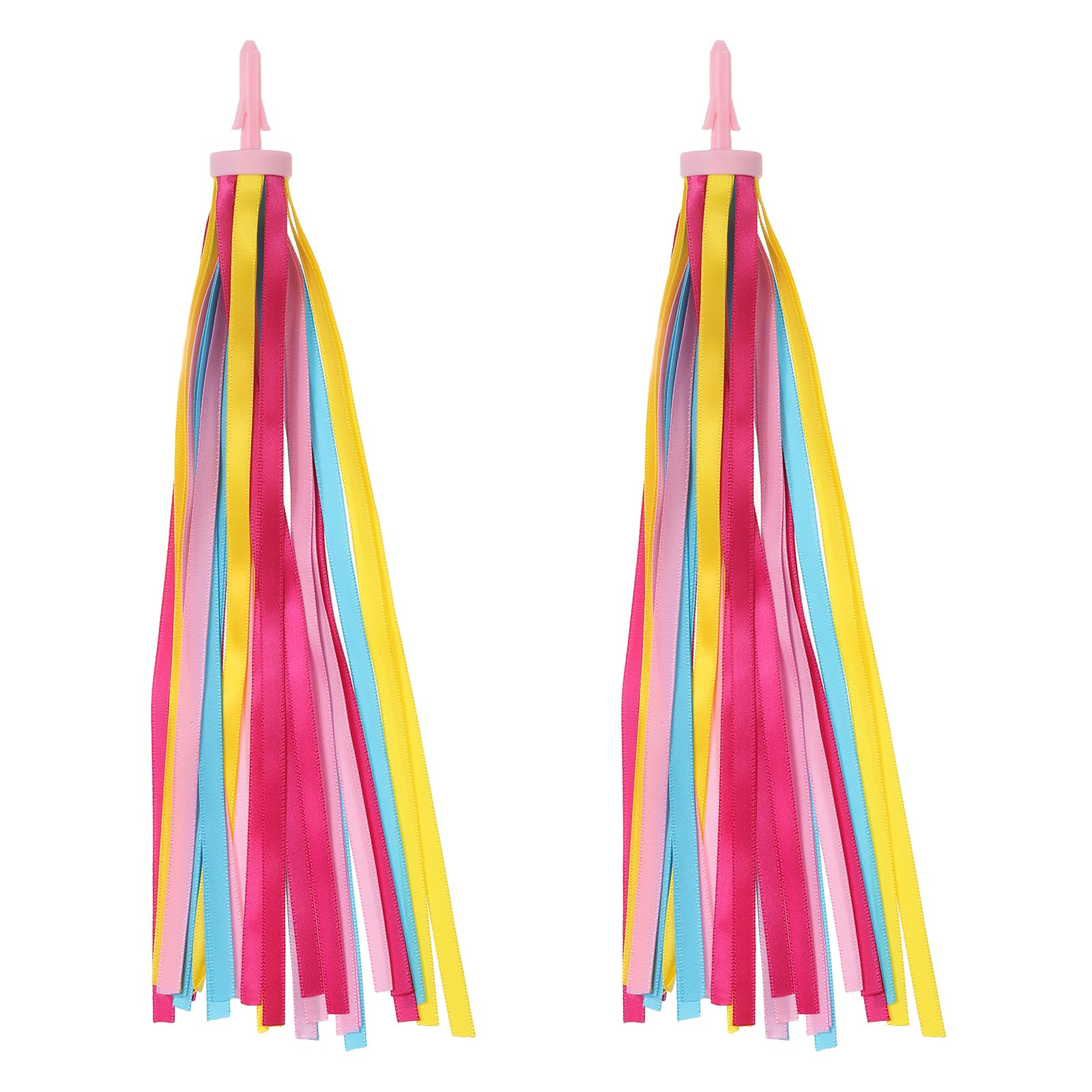 PATIKIL Bike Streamers, Colorful Scooter Handlebar Tassels Grips Ribbon Accessories Decorations Bicycle Tricycle Handles, Yellow Pink