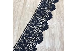 ZTHREAD 9CM Wide Lace Trim Beautiful Flower Embroidery Lace Triming for Garment Extenion Edging Sewing DIY Home Decor Craft Supply 3 Yards (Black Crown)