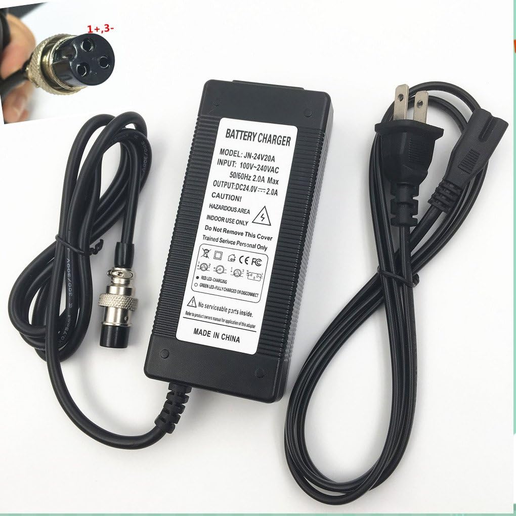 Jnenconn 24 Volt 2A 48W Scooter Battery Charger for Razor Electric Scooter E100 E150 E200 E225S E300 E325S MX350 for Razor Mini Chopper