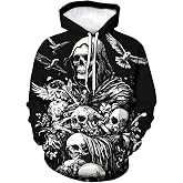 RASBCTK Unisex Skull 3D Pattern Printed Hoodies Graphics Pockets Pullover Athletic Hoodie Hooded Sweatshirts