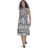 Calvin Klein Womens Geo Print Faux Wrap Dress
