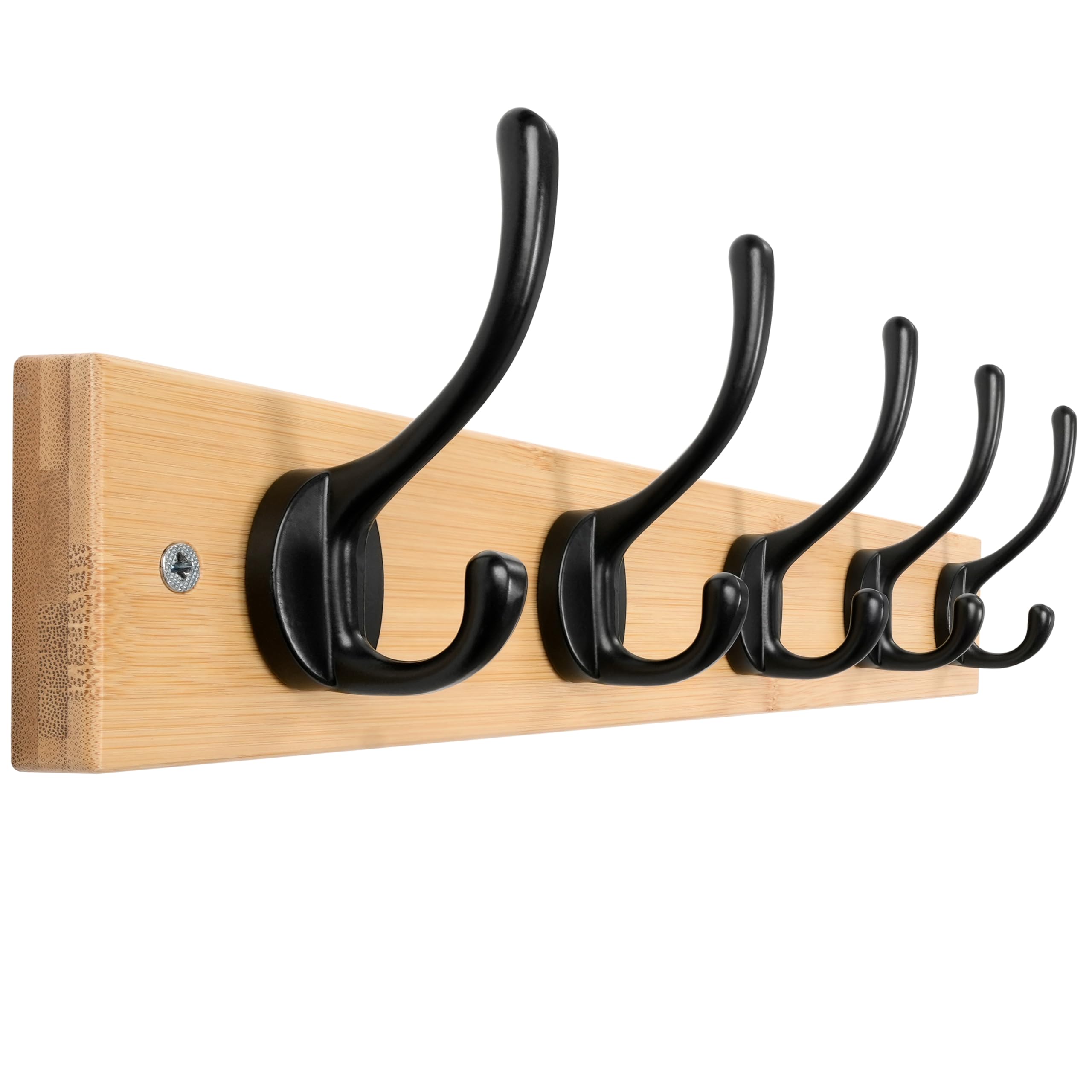 Dseap Coat Rack Wall Mounted with 5 Hooks, Scandi-Style Wooden Coat Hook Rail, Coat Hanger Wall Mount, for Hanging Coats Hats Towels Jackets Clothes, Natural