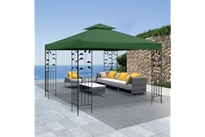 FRTZAL Gazebo Replacement Canopy Roof - Double Tiered Canopy Cover, 10x10 FT (Blackish Green)