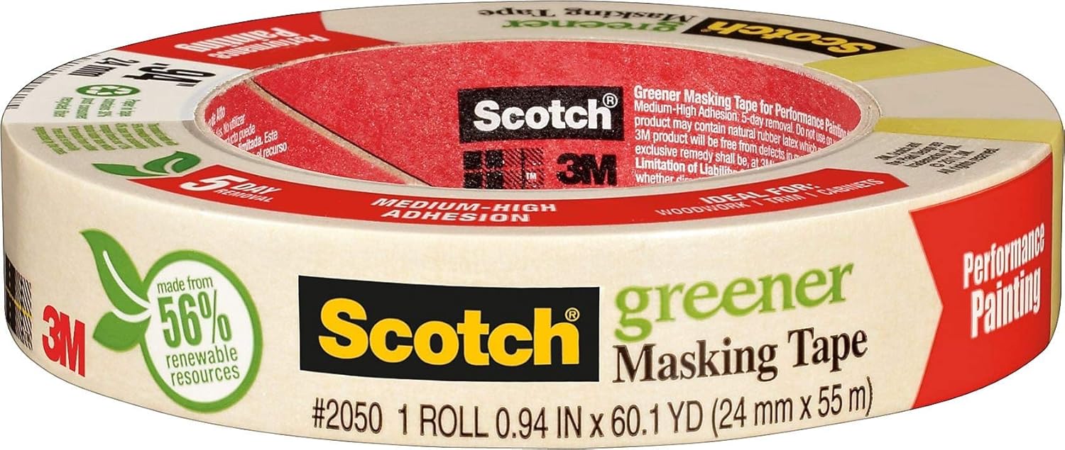 Scotch Greener Masking Tape, 0.94 in x 60 yd, 2050, 1 Roll - - 