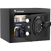 Bonsaii Security Safe Box With Electronic Keypad 0.231 Cu.Ft for Valuables | SPHC steel, 2 reinforcement bolts &amp; hidden hinges, USB-C backup power, 9.06"x6.69"x6.69", fits cash/jewelry/documents
