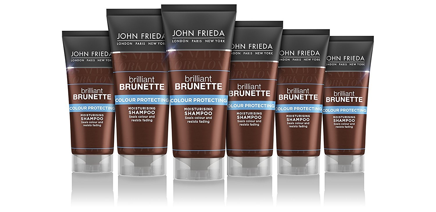 John Frieda Brilliant Brunette Colour Protecting Moisturising Shampoo For Brunette Hair, 6 X 50 ml