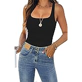 KEEPBEAUTY Womens Tank Tops Dressy Summer Sleeveless Shirts Sexy Square Neck Double Lined Fitted Tops T Shirts Blouses