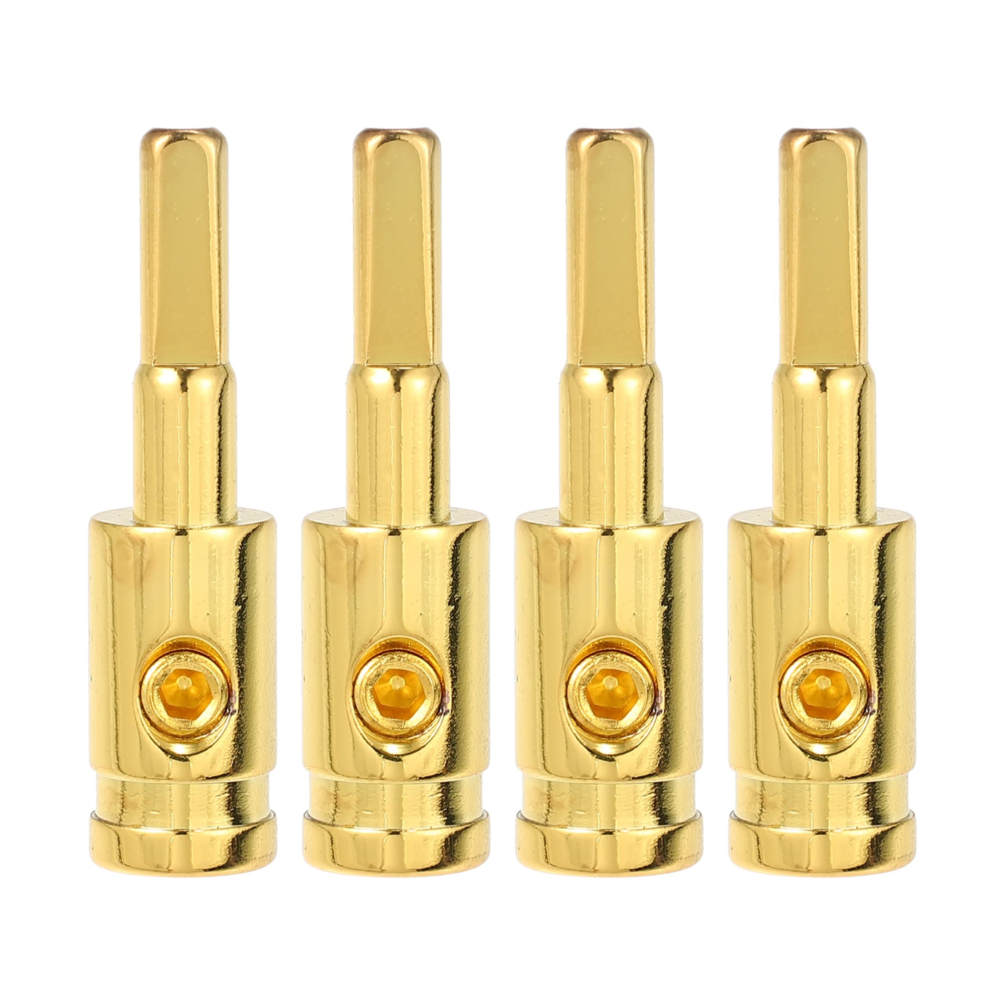 X AUTOHAUX 4pcs Amp Input Reducer Copper 8 Gauge Car Stereo Audio Gold Tone