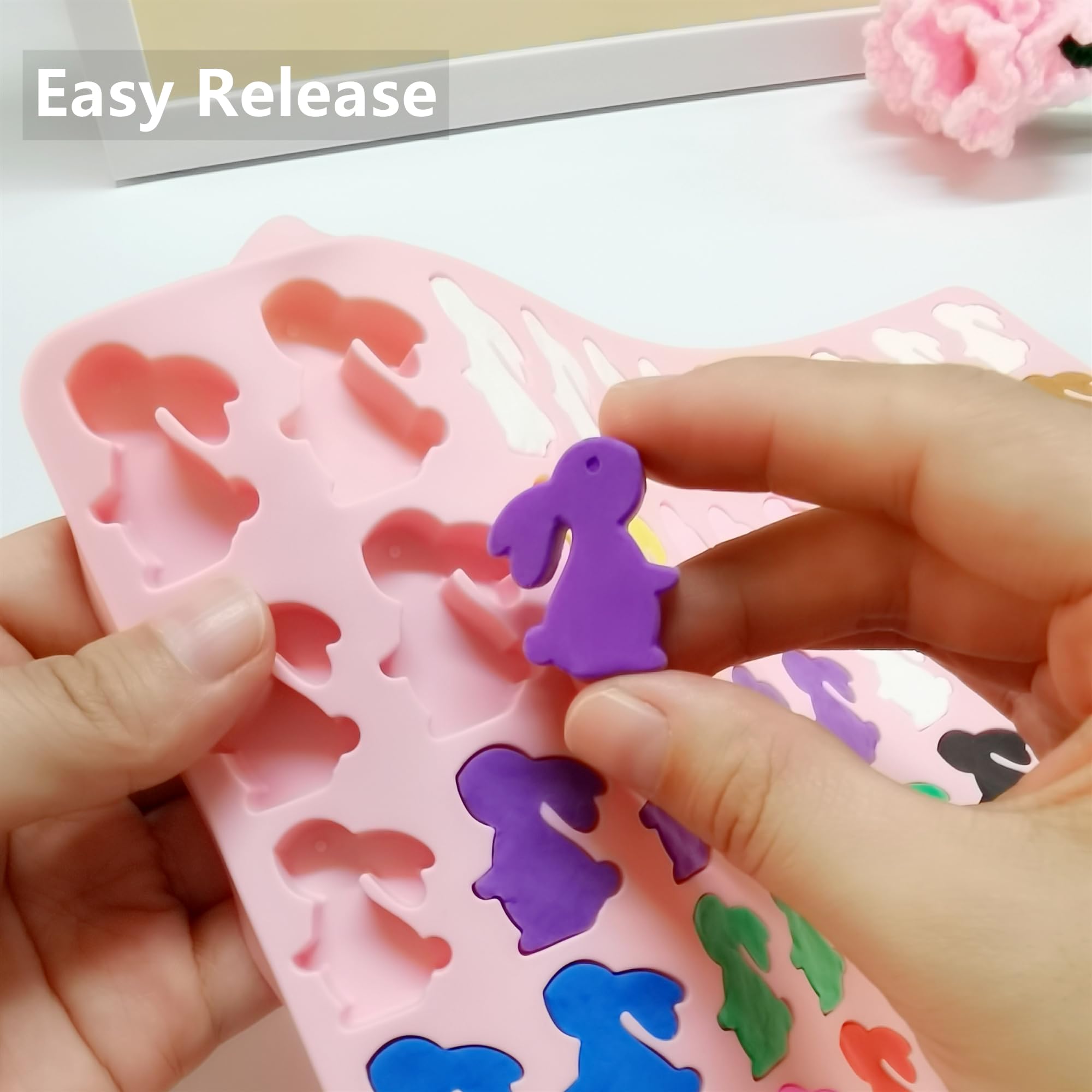 Tadonyny Bunny Silicone Molds for Candy Gummy Chocolate, Easter Molds, Rabbit Silicone Mold with Scraper (bunny)