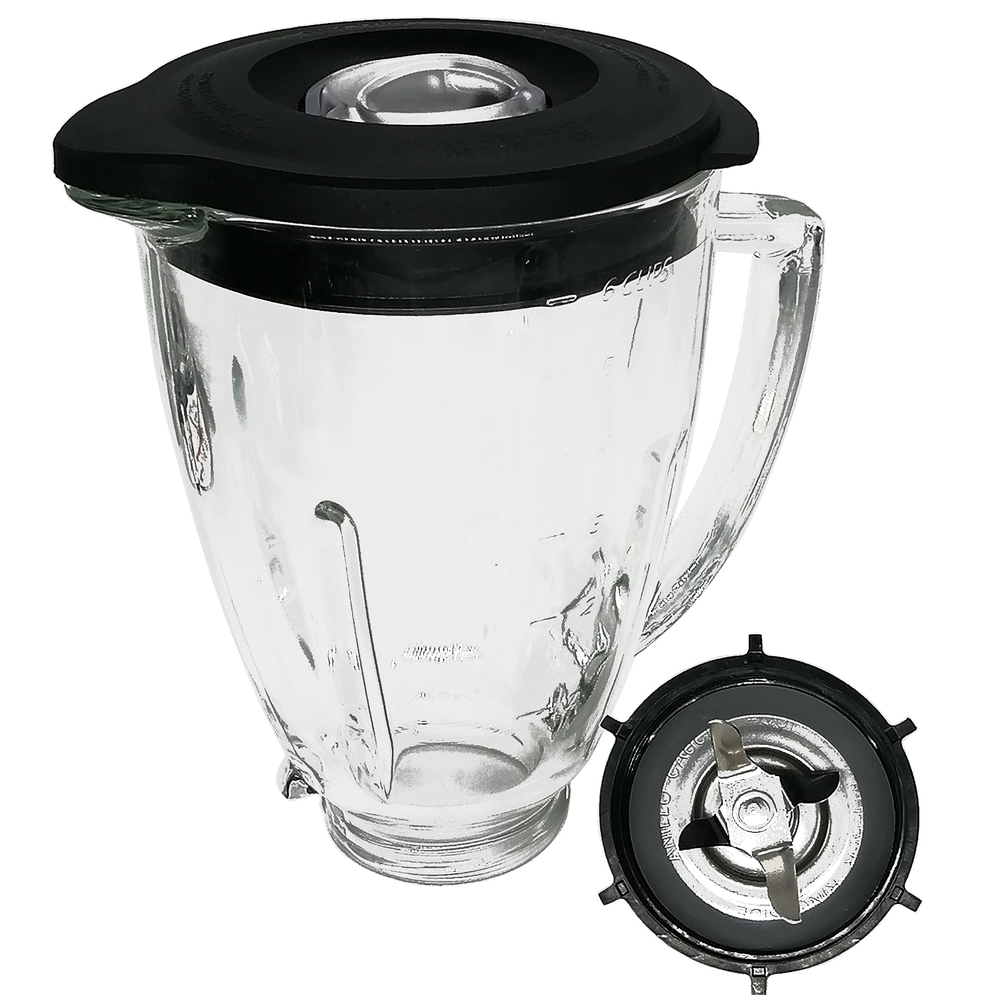 Photo 1 of 6-Cup Glass Blender Jar&4 Point Blade & 4902 Blender Jar Bottom & 2pcs Rubber Seal Gasket Kit,Compatible with Oster Classic Series OSTERIZER GALAXIE BLENDER/CHOPPER#869-18R (Glass, 6 cup-jar with lid)
