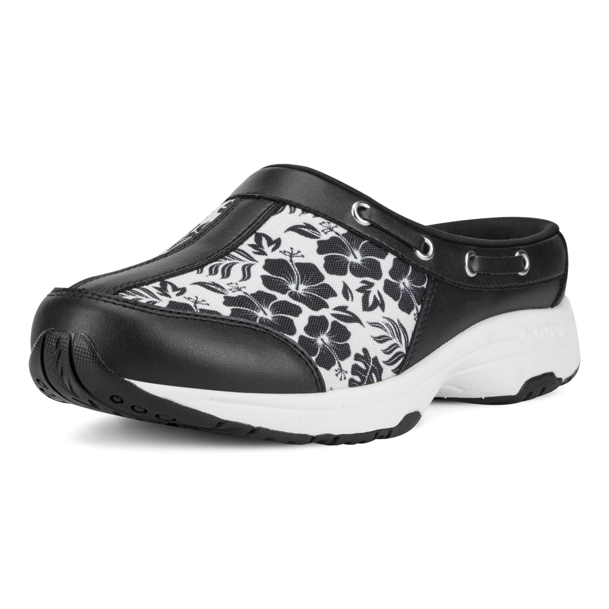 Easy Spirit Travelport Women's Slip On, 6.5 B(M) US, White-Black-Floral Image
