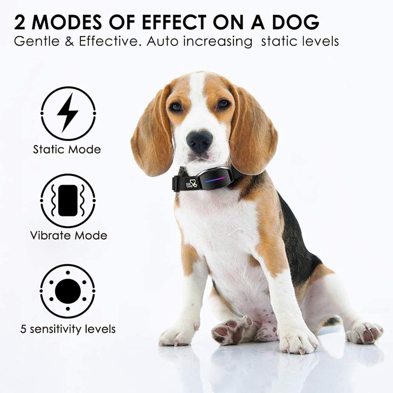 Dog Bark Collar - Battery Bark Collar with Intelligent Bark Control, Effective Sound, Vibration & Automatic 7 Levels Shock Modes Training Collar w/LED Indicator, Easy to Use No Barking Collar : Pet Supplies