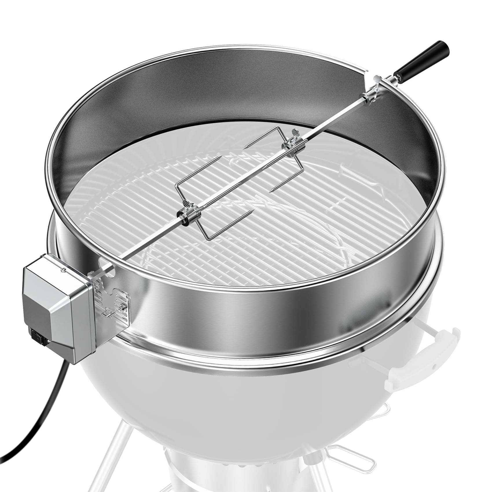 Photo 1 of Charkettle Stainless Steel Rotisserie Ring Kit for 21 1/2–22 1/2 inch Outer Diameter Charcoal Kettle Grills, Compatible with Weber 2290 and Other Models