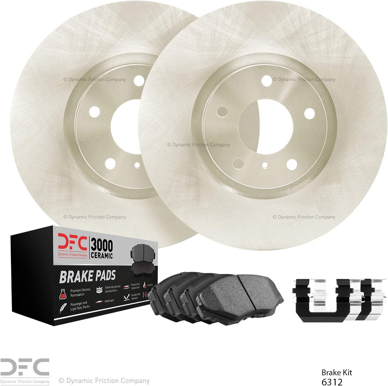 Front DFC Brake Rotors Kit with 3000 Ceramic Brake Pads and Hardware