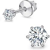 Limerencia Moissanite Stud Earrings G23 Titanium Hypoallergenic Screw Back Moissanite Earrings D Color VVS1 Clarity Jewelry Gifts for Women Men 0.2CT-1.6CT